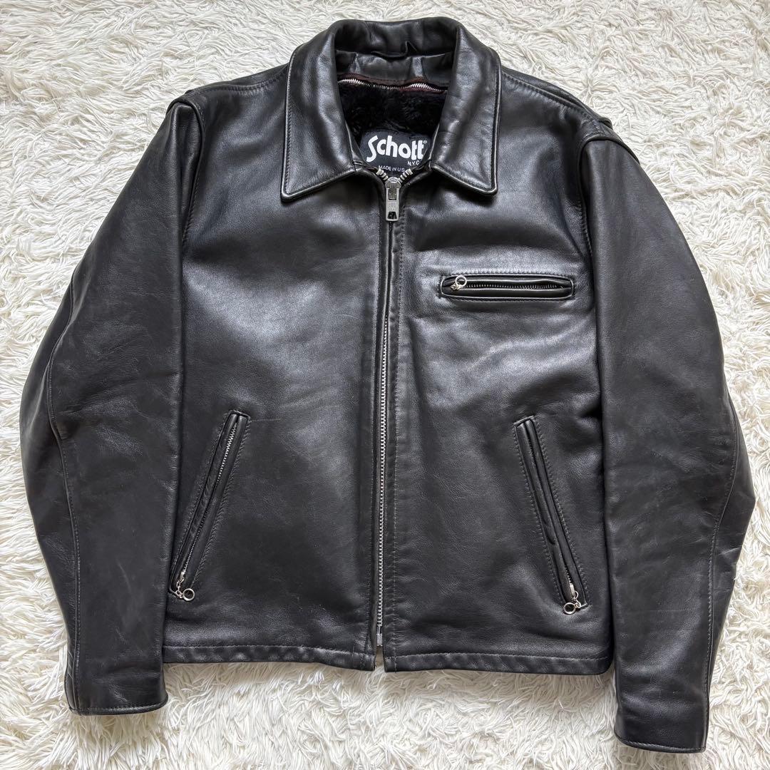 schott 642 レザージャケット シングルライダース USA製 40 黒 - メルカリ