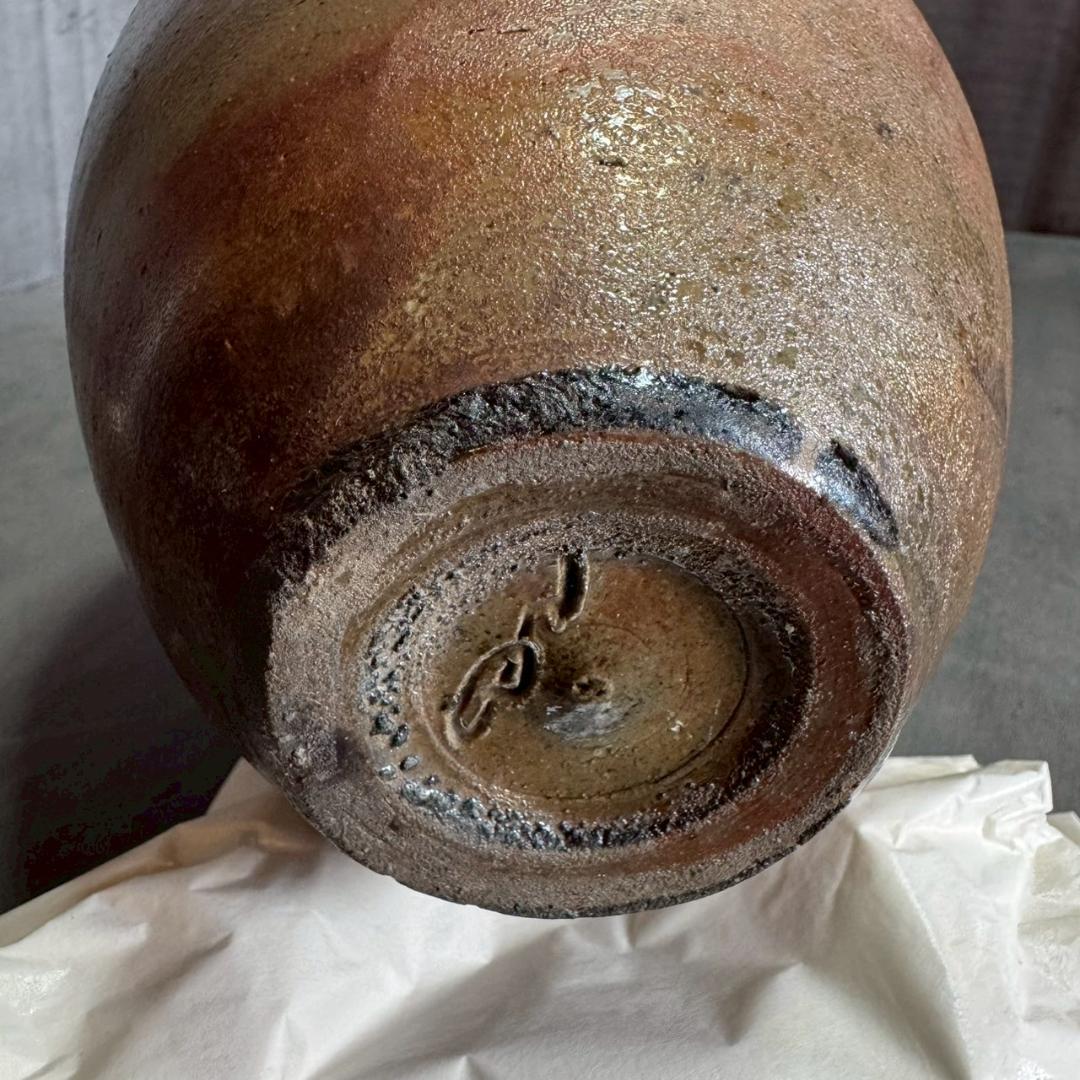 備前焼】清水千代市 作 丹波花瓶 共箱付き 信楽焼風 花器 一点物