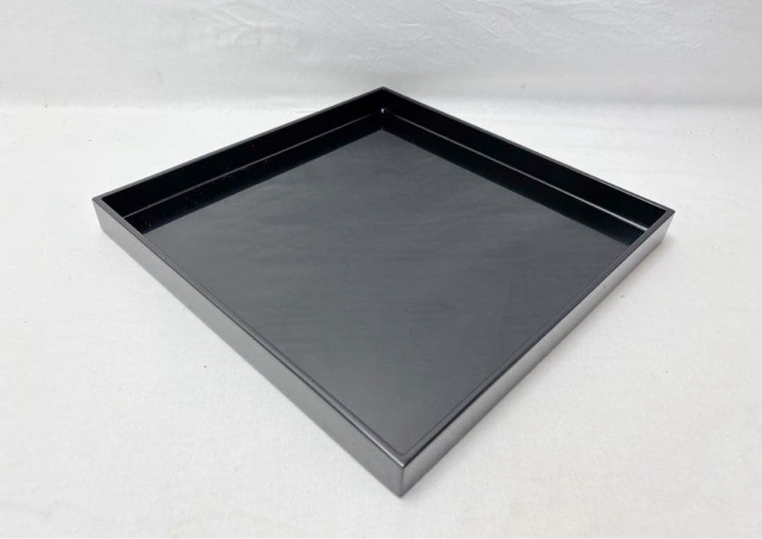 ほぼ未使用 懐石道具 木製黒真塗 会席膳 四方膳 5客揃 宴会盆 銘々盆 紙箱