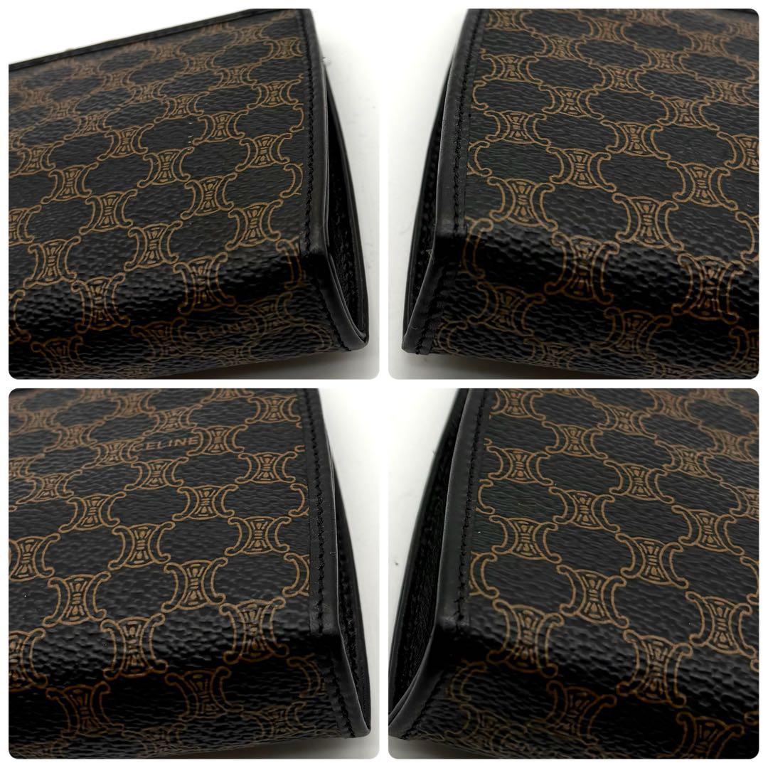 極美品✨セリーヌ マカダム がま口 財布 ポーチ PVC レザー ブラック 希少