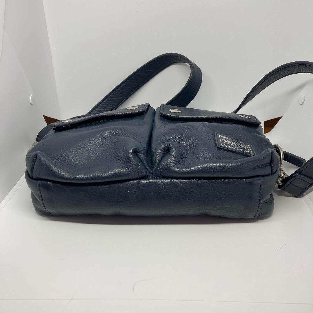PORTER ネイビー レザー ショルダーバッグ