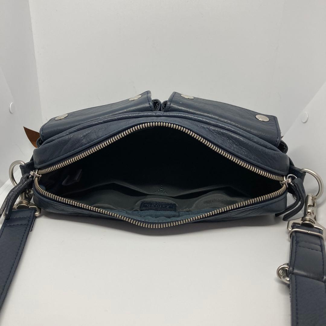 PORTER ネイビー レザー ショルダーバッグ
