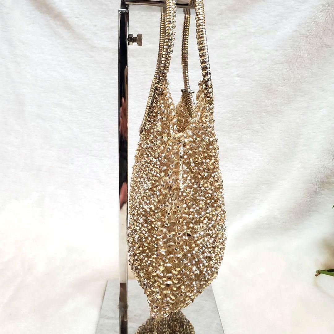 美品 アンテプリマ リボンビジュー　ワイヤーバッグ ラウンド型　シルバーゴールド