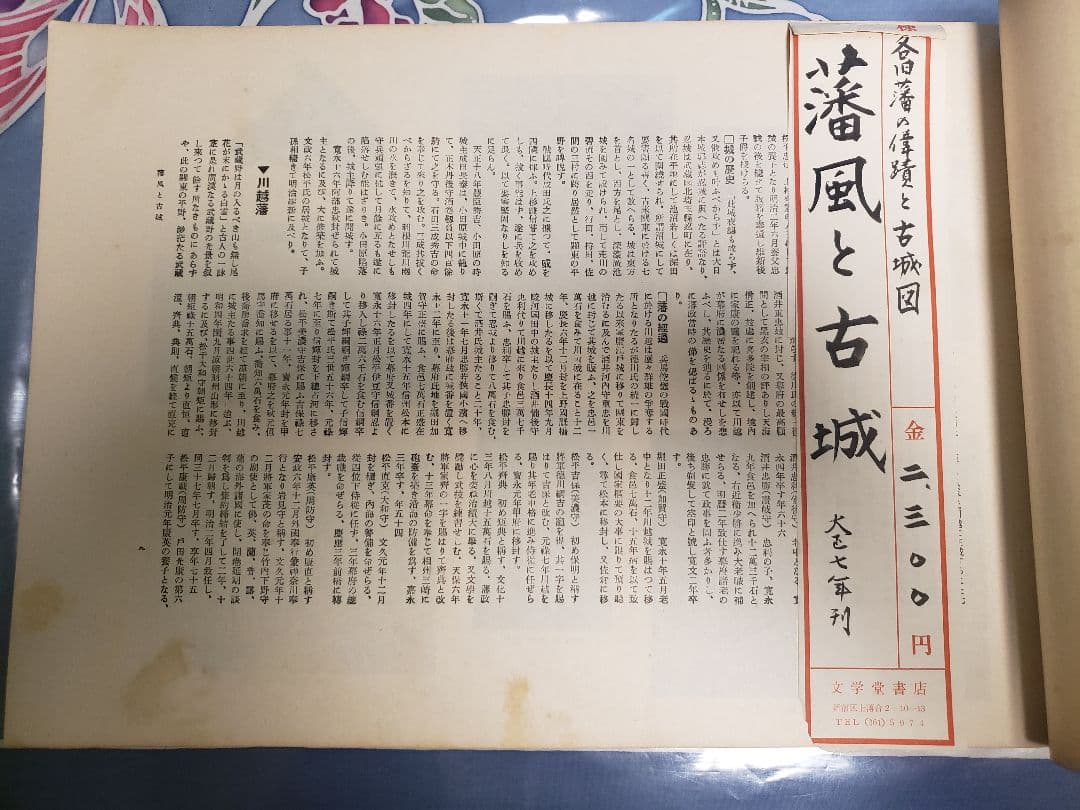 超希少古書　大正七年発刊　藩風と古城　約60年前に2300円で購入　美品