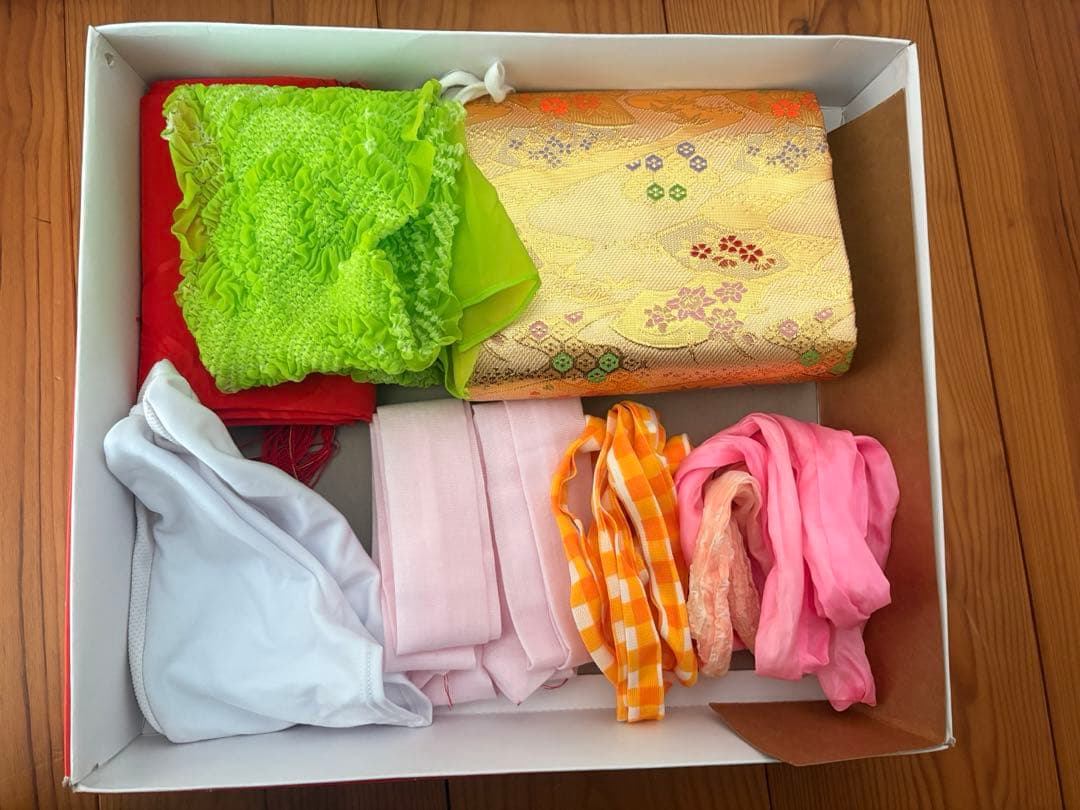 七五三用ピンク赤花柄着物　フルセット