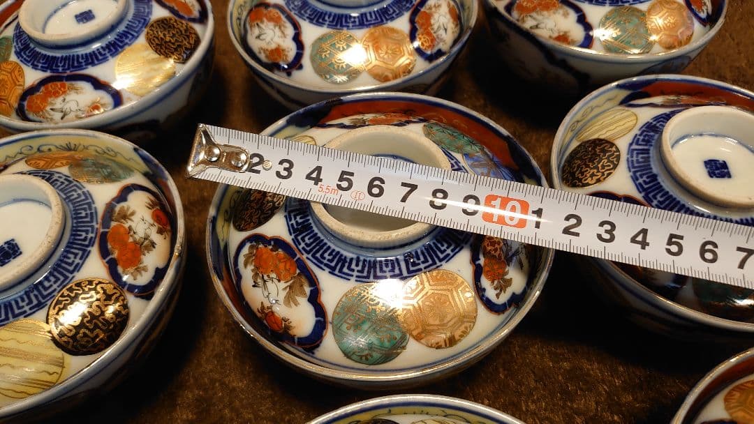 古伊万里　伊万里　色絵　金襴手　蓋碗　蔵出し　９客