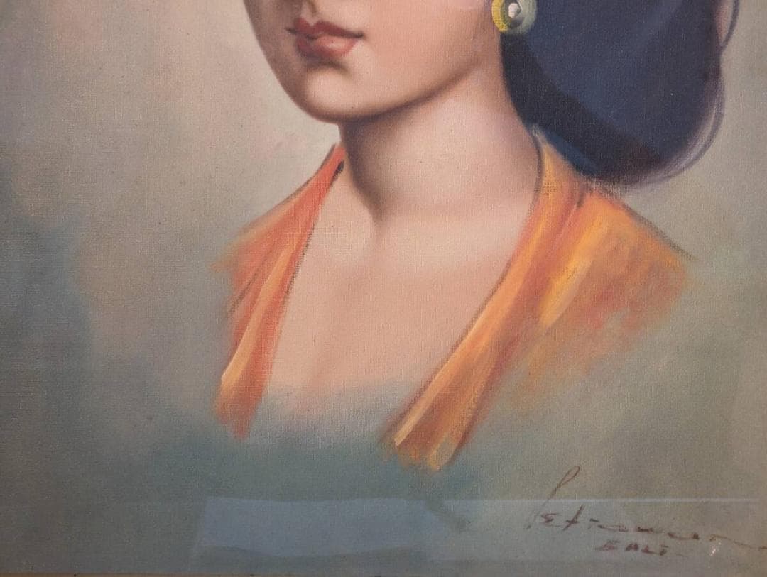 【真作】絵画　油彩12号　美しき女性の肖像画　柔らかな表現力　U147