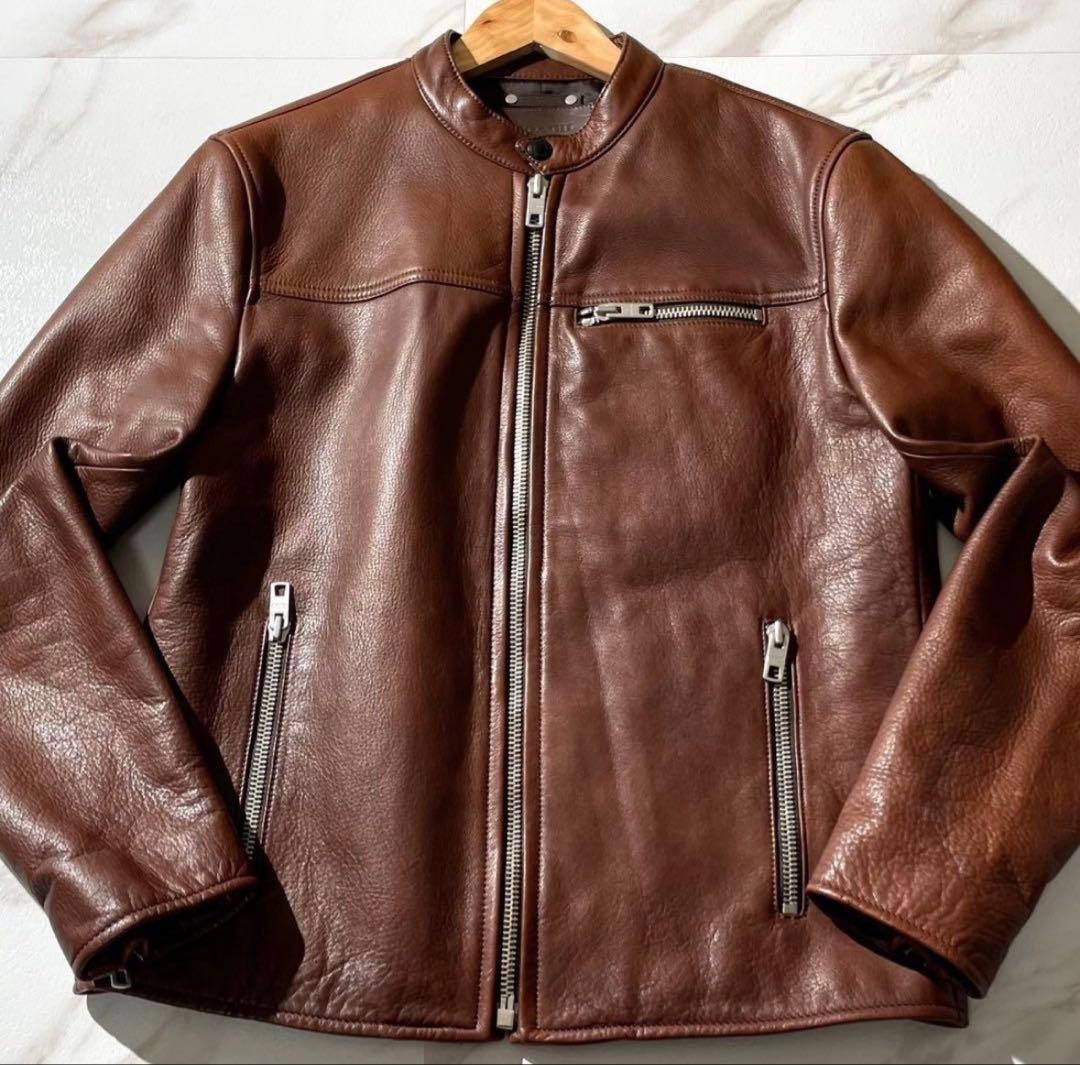 COACH ブラウン シングルライダースジャケット 中古・古着通販】COACH (コーチ) シングルライダースジャケット