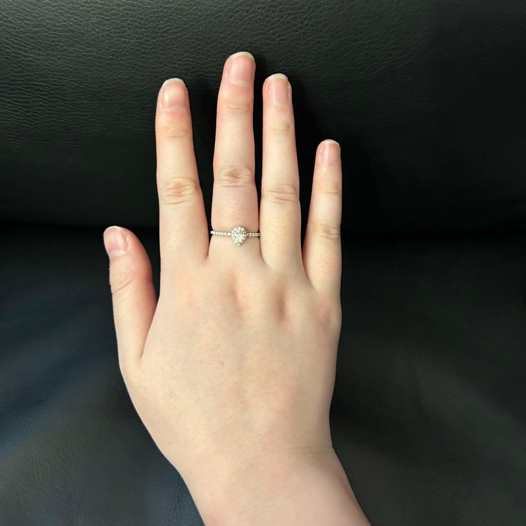 【証明書付】Pt ダイヤモンドリング 0.51ct ペアシェイプ 中指向け 美品