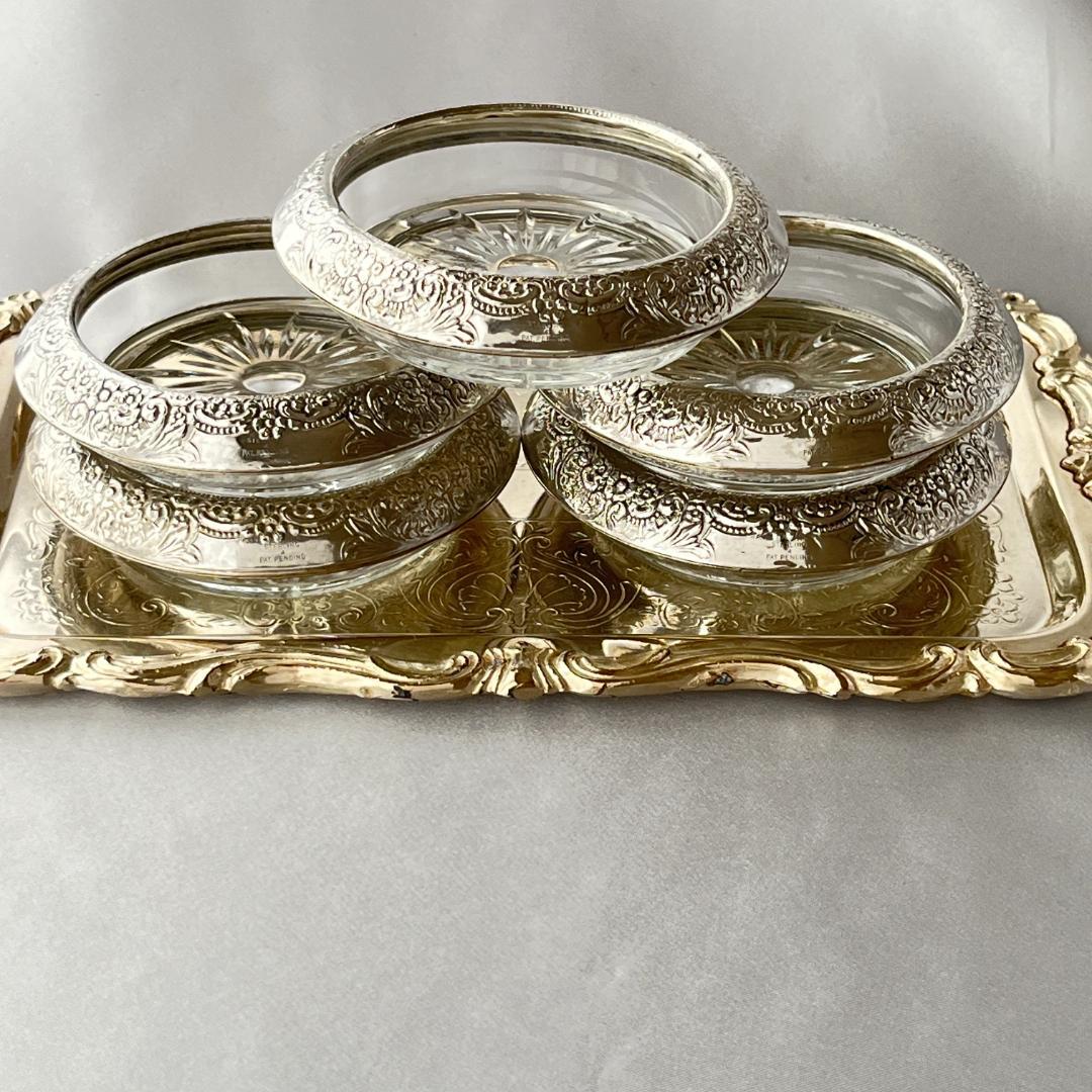 【FRANK M. WHITING】 【純銀/ガラス】コースター 5個組