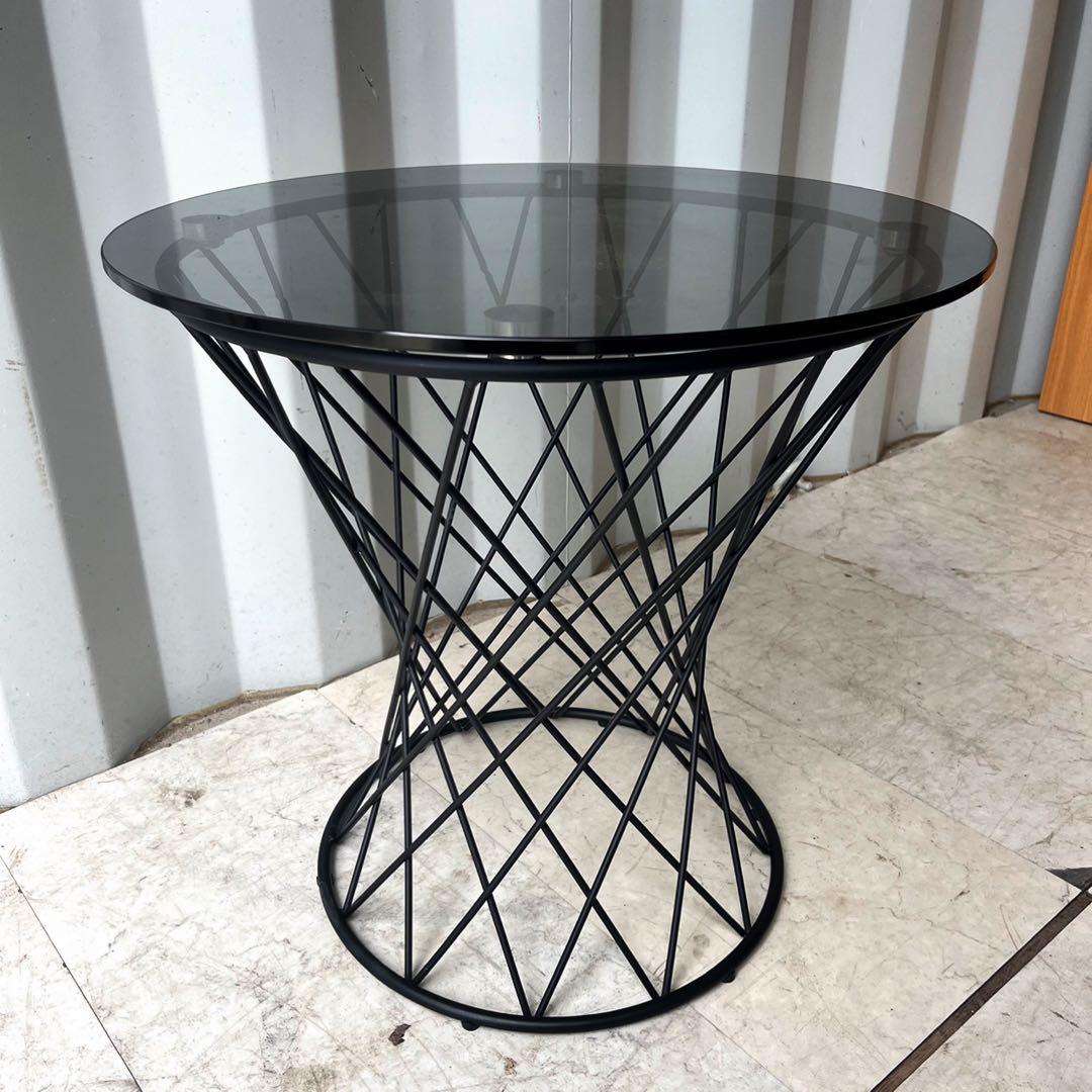 取付無料！フランフラン マーリア クリア×ブラック ガラス形サイド