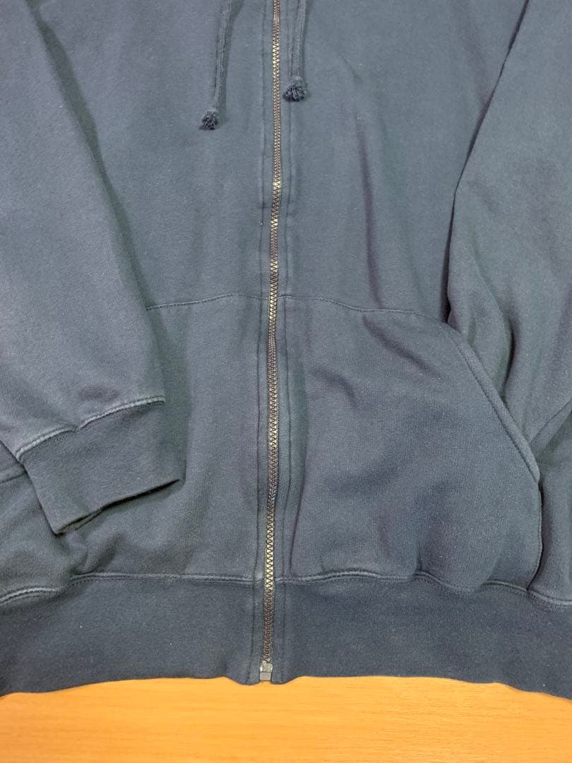 80sUSA KING SIZE裏サーマルパーカーXXLダブルフェイス紺ワッフル