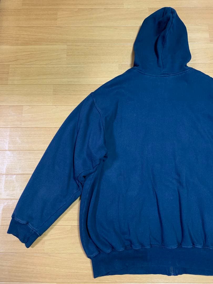 80sUSA KING SIZE裏サーマルパーカーXXLダブルフェイス紺ワッフル