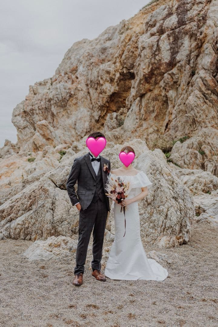 オフショルダー　ウェディングドレス　マーメイド（ドレスカバー付き）