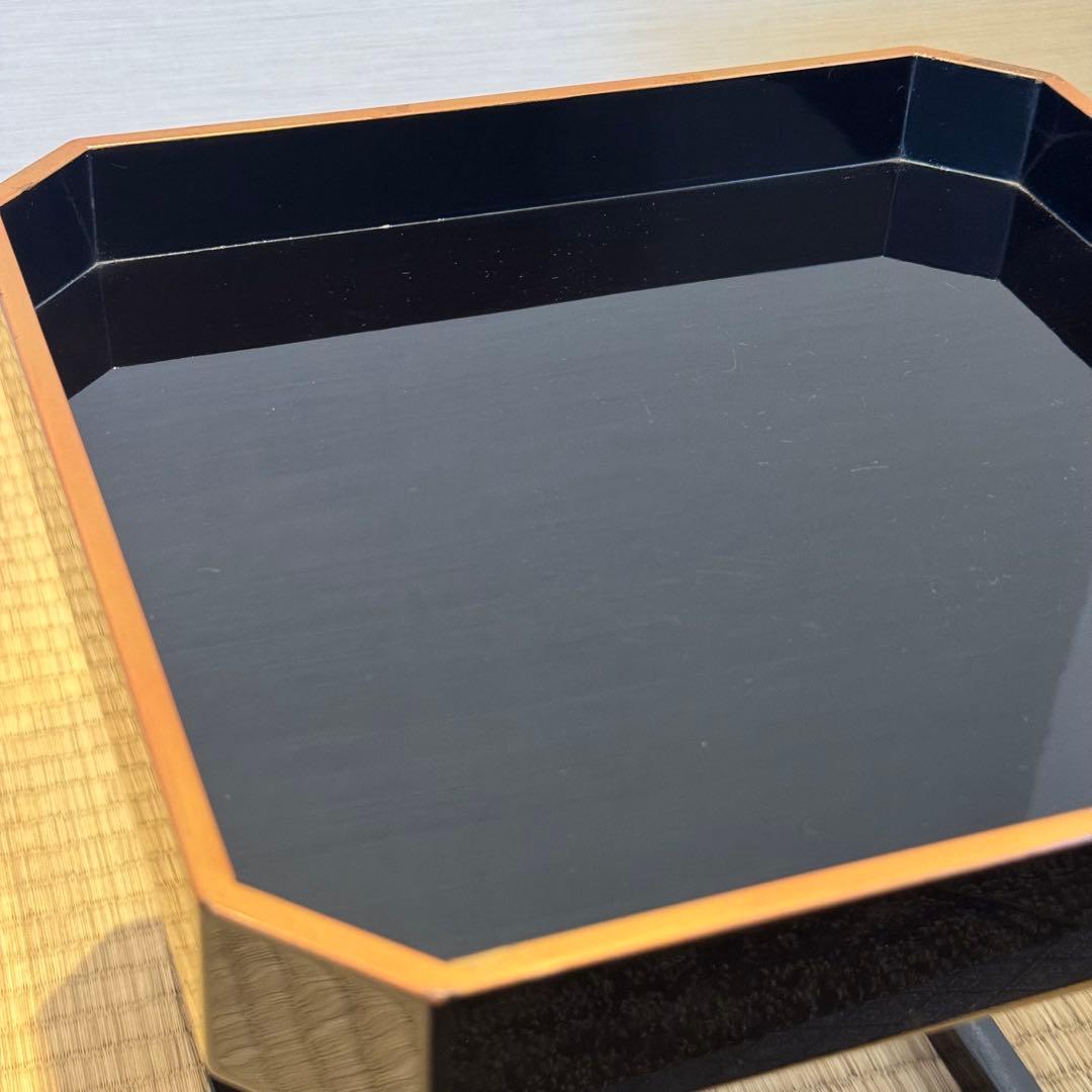 霞に若松研ぎ出し蒔絵 黒塗 脚付御膳 共箱 蔵出し品 / 輪島塗 配膳台 供物台