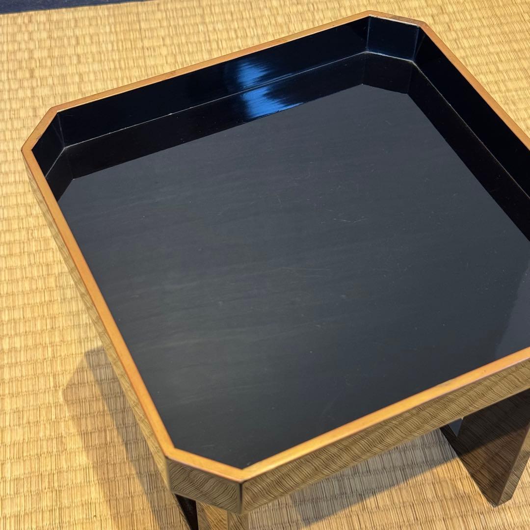 霞に若松研ぎ出し蒔絵 黒塗 脚付御膳 共箱 蔵出し品 / 輪島塗 配膳台 供物台
