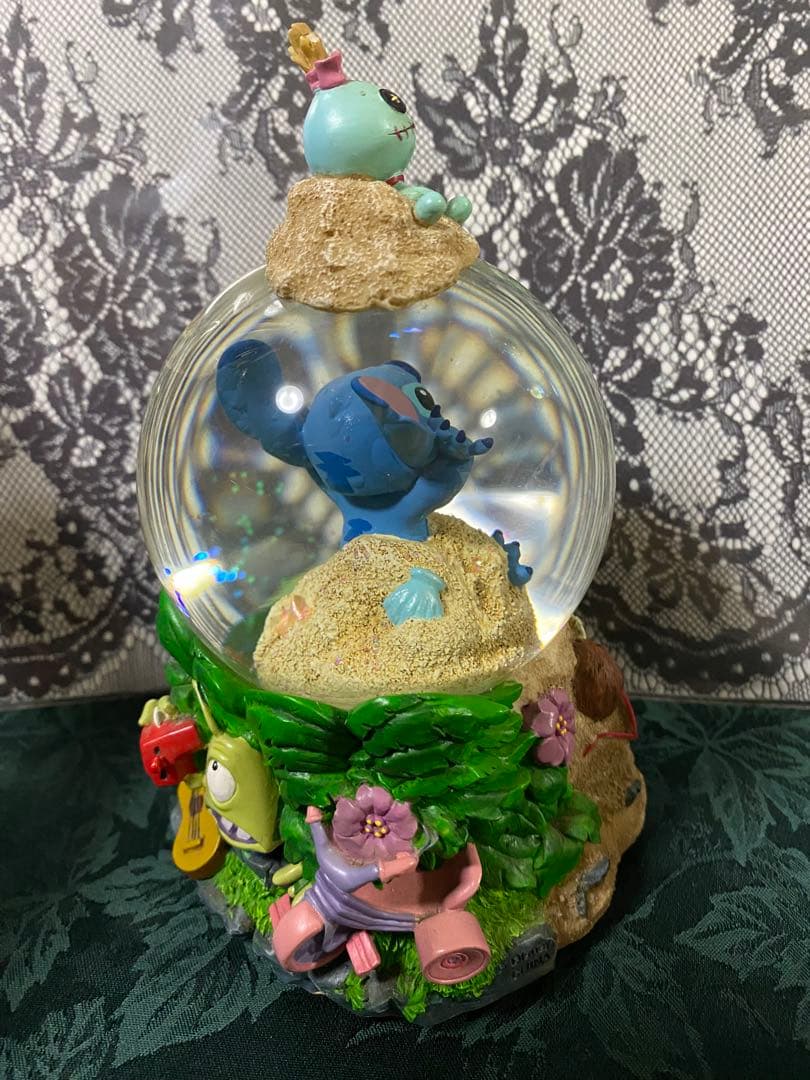 海外ディズニー　スティッチ　オルゴール　スノードーム　スノーグローブ