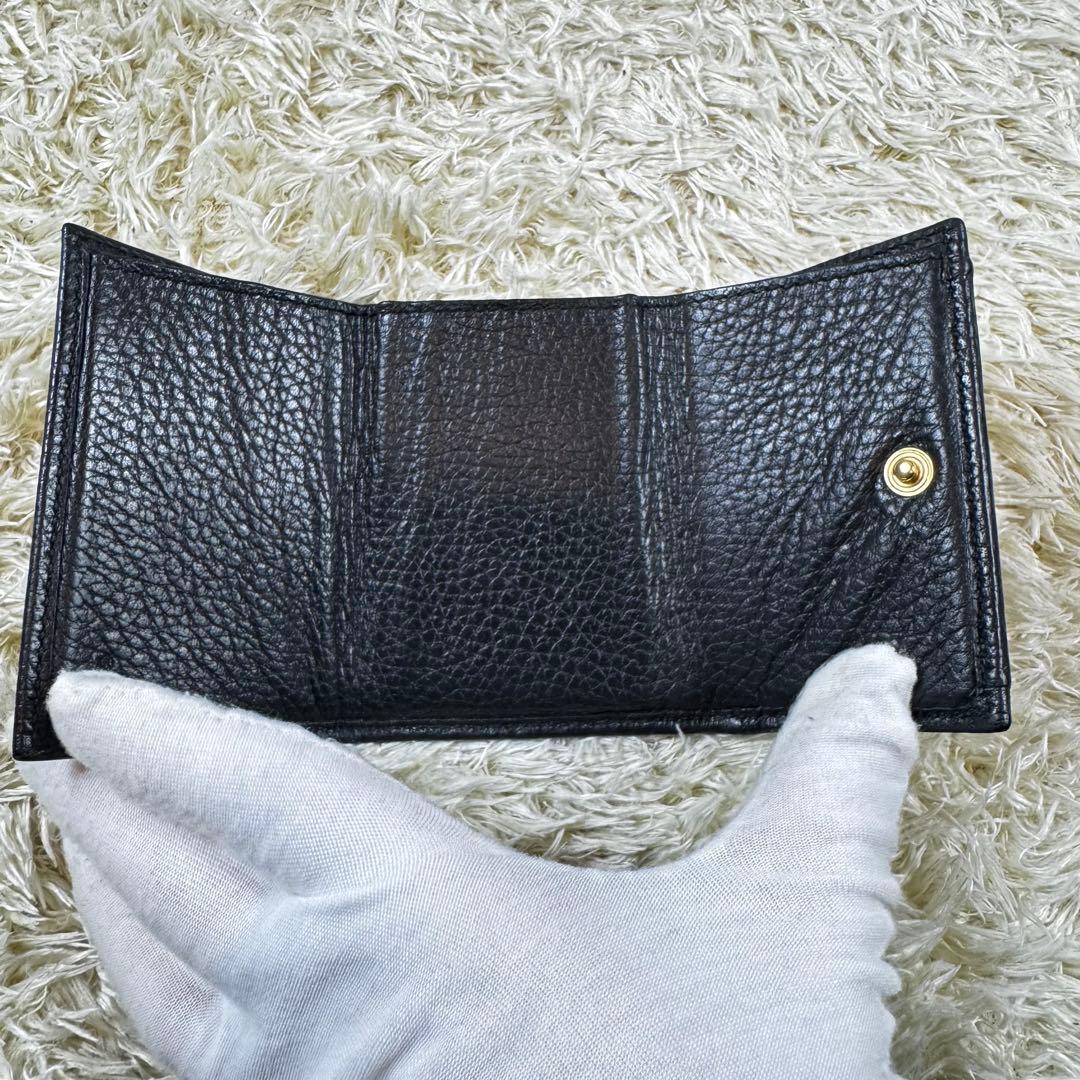 美品✨グッチ 三つ折り財布 マーモント 黒 レザー 付属品完備 523777