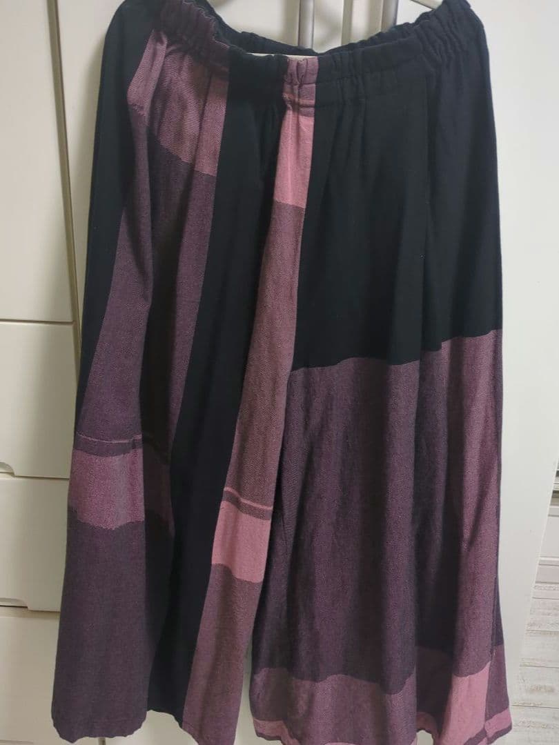 タマキニイメ ワイドパンツロング コットン100% tamaki niime(タマキ ニイメ) 玉木新雌 BLACK denim wide pants LONG