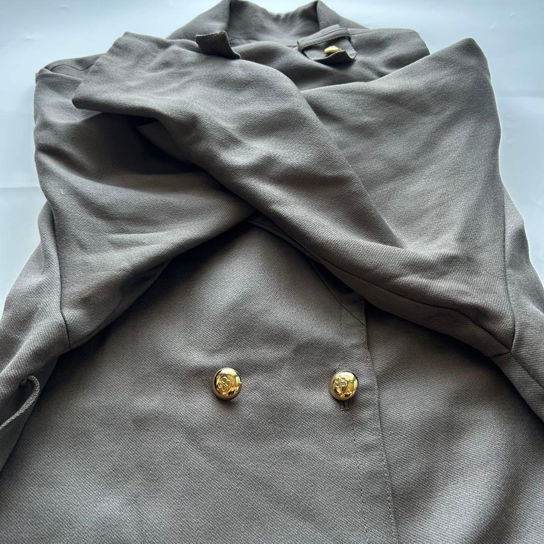 バレンシアガ チェスターコート ヴィンテージ 金ボタン ロング グレー