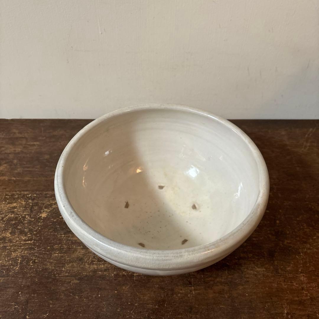 東北民窯　平清水焼　大鉢　白釉　花器　白磁　アンティーク　骨董　古美術　李朝