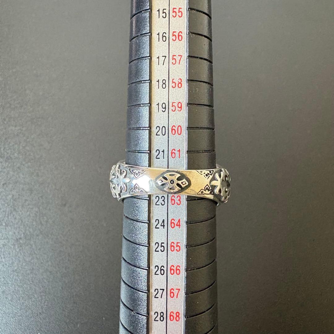 彫銀　ヘマタイトリング　シルバーリング　約22号　装飾　レア