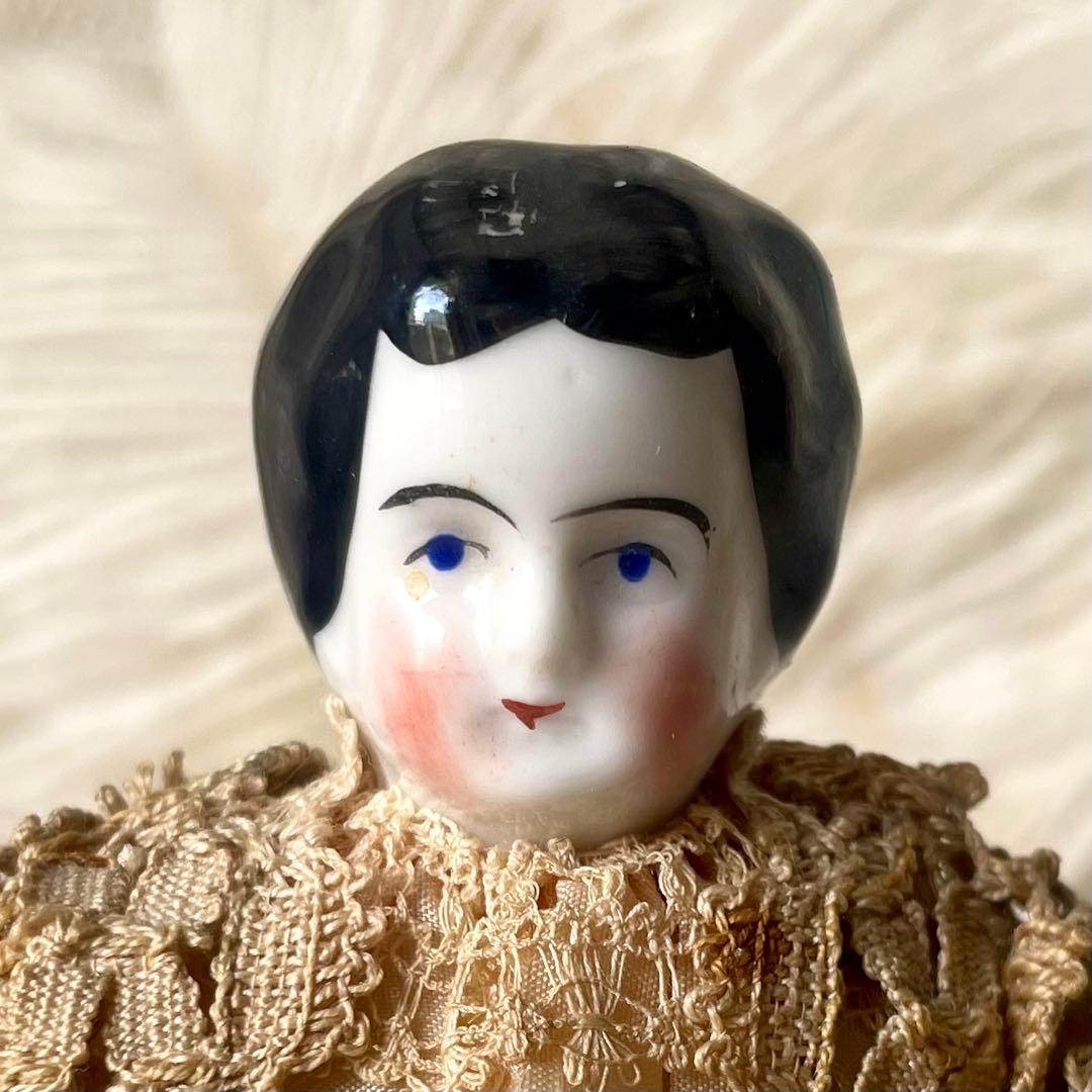 シャビーなチャイナヘッドドール ピンクッション 陶器人形 フランス