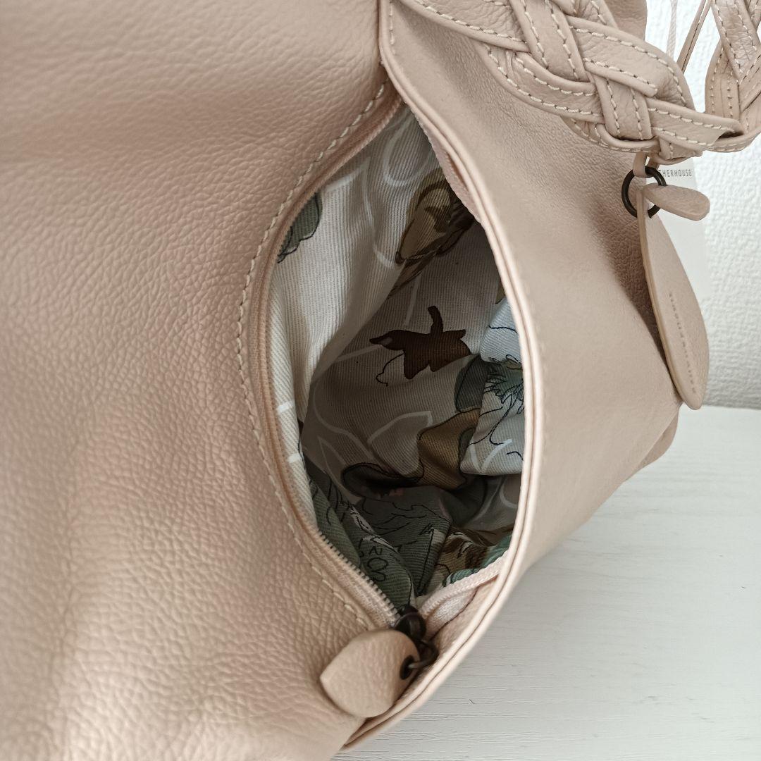 新品タグ付き　マザーハウス　 ワンショルダー　ハンドバッグ　ベージュ　花柄裏地