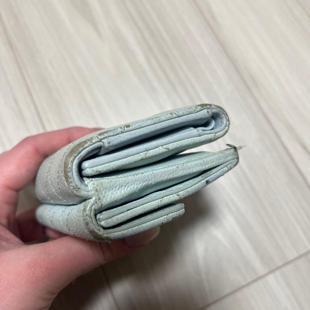 最終値下げ！CHANEL 三つ折り財布 ライトブルー