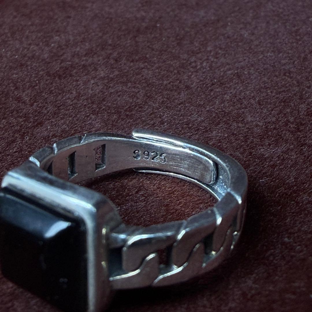 シルバー925 silver スクエアオニキスリング/軽研磨仕上げ/18号