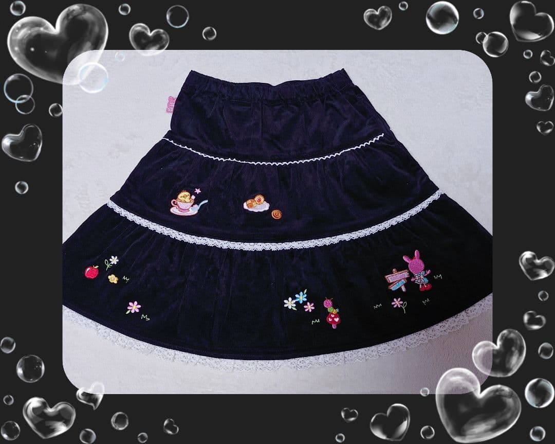 ❤メゾピアノ❤ミミポポ✨みみぽぽ✨フレアスカート✨平成レトロ❤ブラック❤