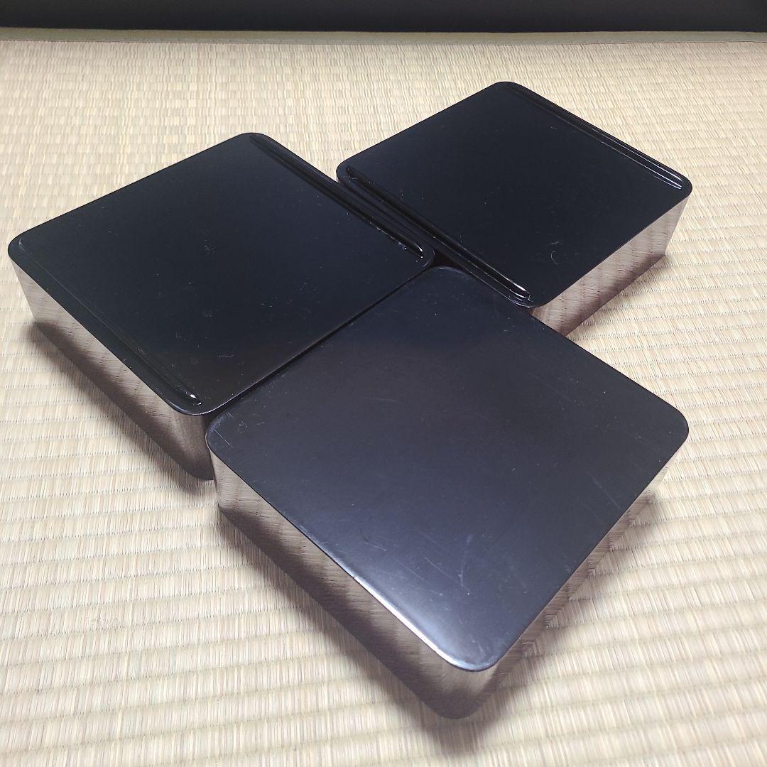 津軽塗　七々子塗　三段重　5.5寸　内朱塗　天然木　漆塗　小林漆器　紙箱