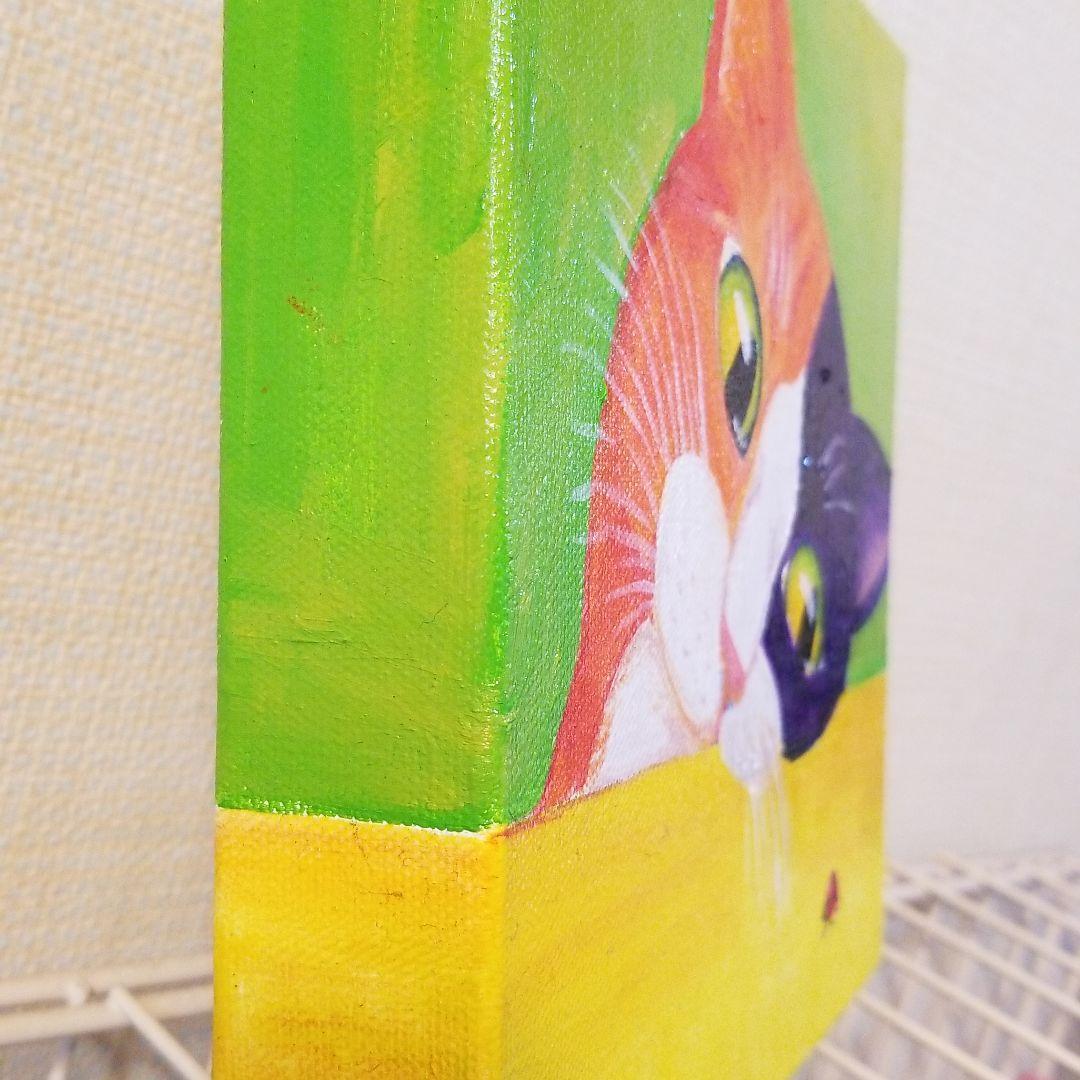 油絵 専用 てんとう虫を見ている猫 キュービックピュアコットン