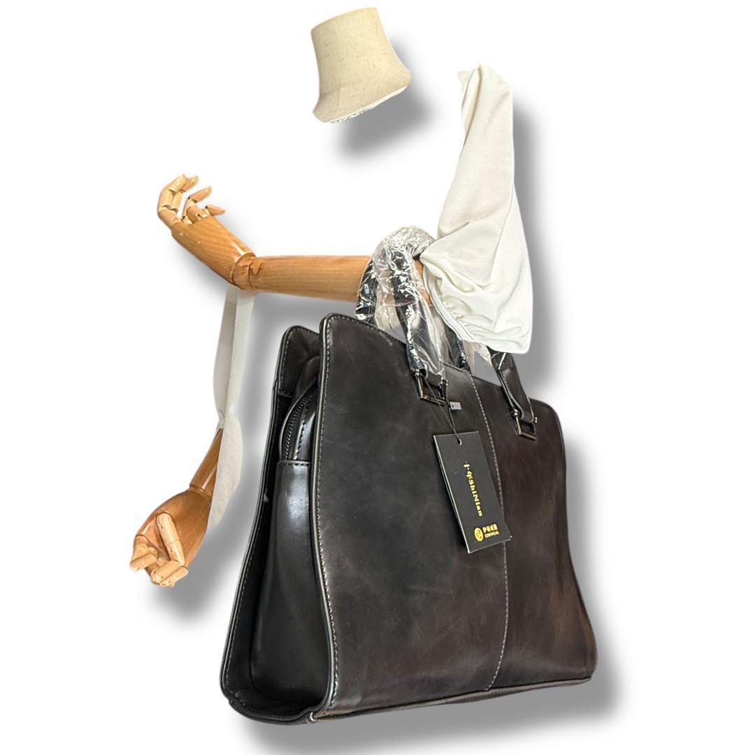 【未使用品】メンズ ビジネスバック ブリーフケース 2way レザー A4収納