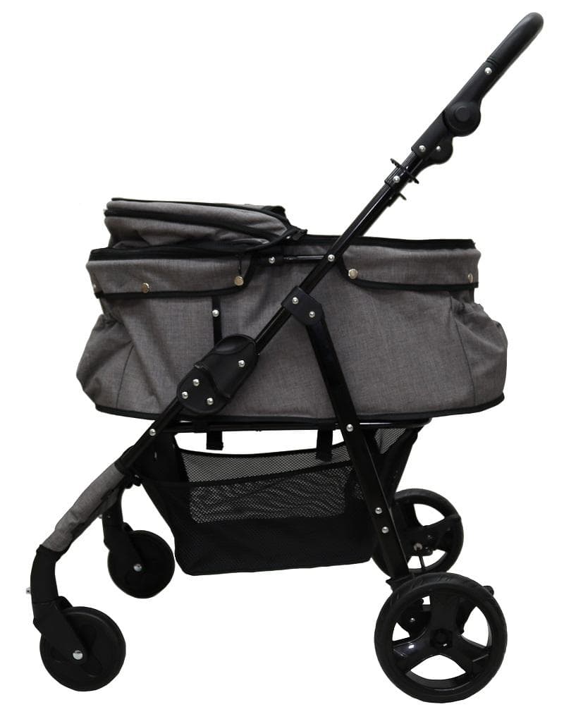 多頭用耐荷重30kg！ココハート 4輪ペットカート/甘えん坊バギーBIG グレー