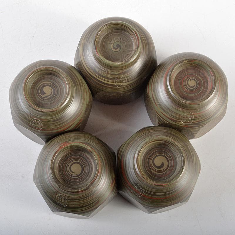 煎茶道具 常滑焼 小西洋平作 窯変泥 練込 茶器揃 共箱