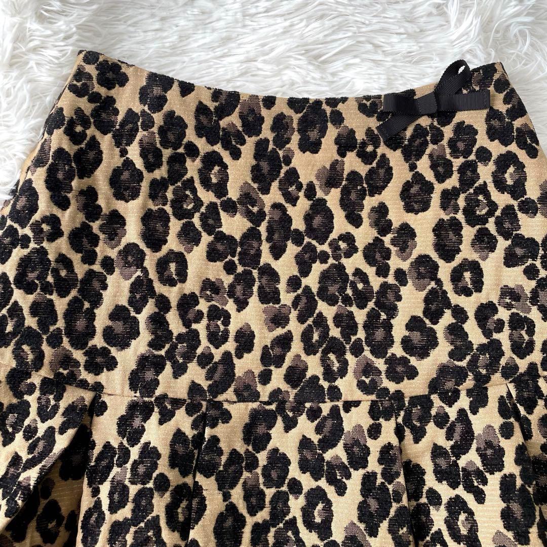 ✨エムズグレイシー✨【M】タグ付未使用品✨切り替えタックスカート✨レオパ　ヒョウ