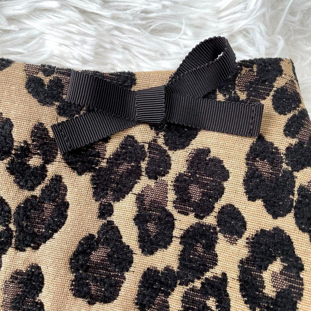 ✨エムズグレイシー✨【M】タグ付未使用品✨切り替えタックスカート✨レオパ　ヒョウ