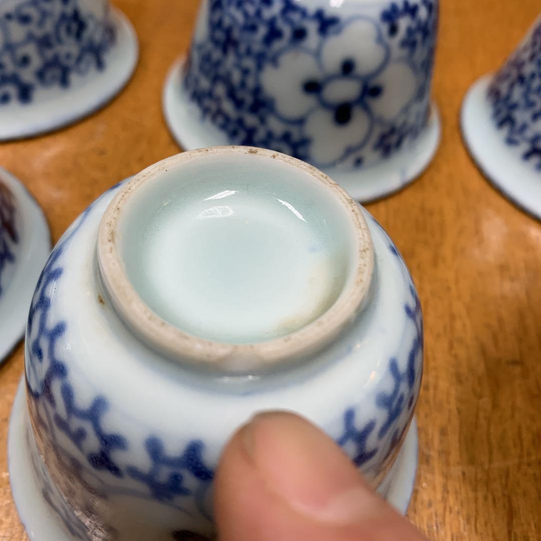 伊万里焼、花唐草模様、蕎麦猪口6ケ