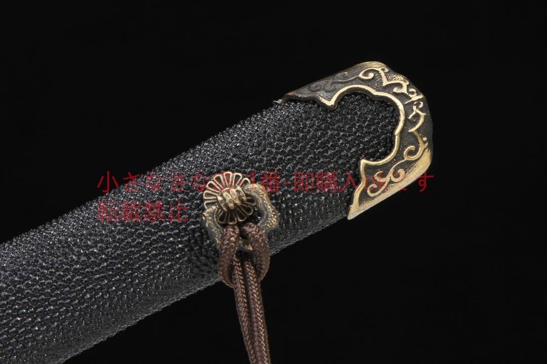 魚皮柄小唐横刀黒白檀模様鋼焼刃 古兵器 武具 刀装具 日本刀 模造刀 居合刀