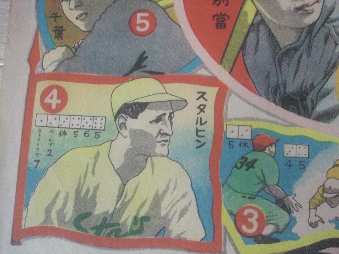 昭和レトロ★野球選手双六★別當・西澤・藤村・千葉・スタルヒン・他