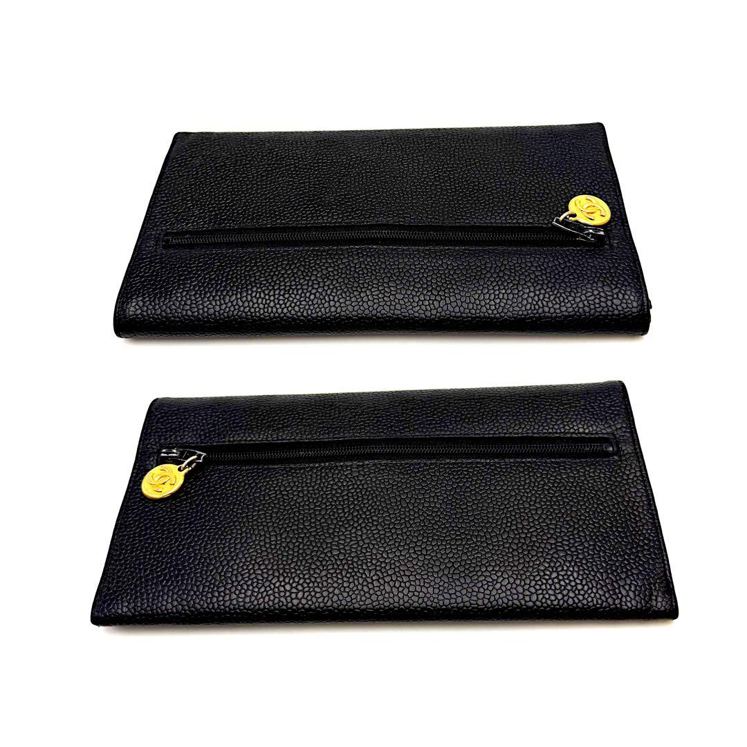 シャネル 二つ折り キャビアスキン デカココ 財布