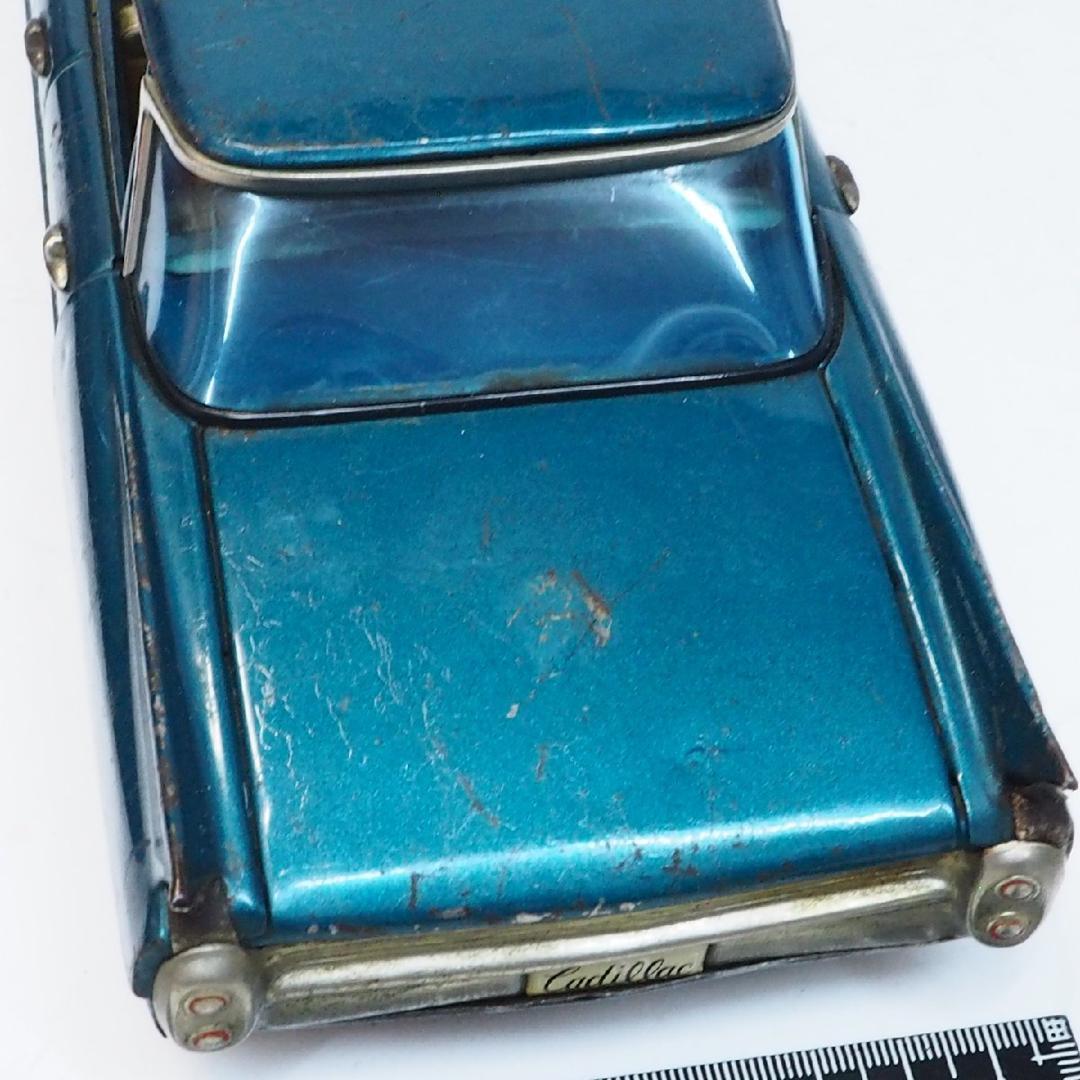 萬代屋 60'sキャデラック セダン 大サイズ青緑tinブリキtoy car箱無