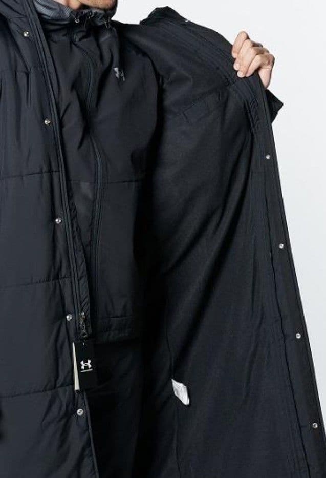 美品 アンダーアーマー ベンチコート ロングコート XLブラック 黒