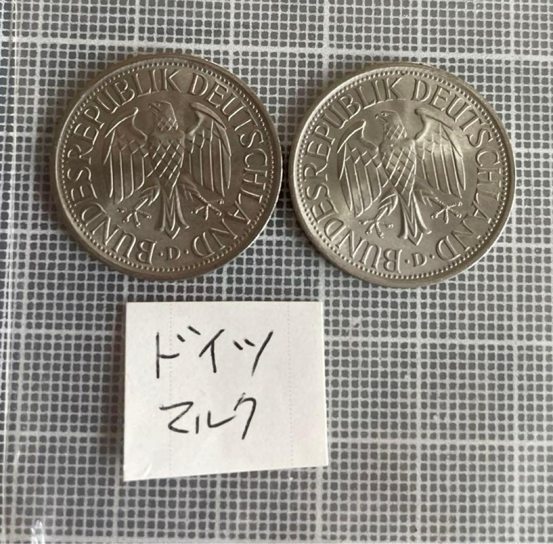 ドイツ 1マルク 1980年 新品×2 ヴィンテージコイン 外国貨幣 美品