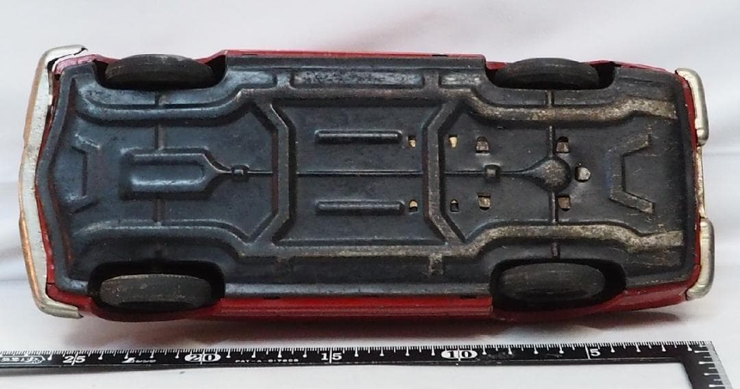 旭玩具メルセデスベンツ230SL赤ホイルキャップ欠tinブリキtoy car箱無