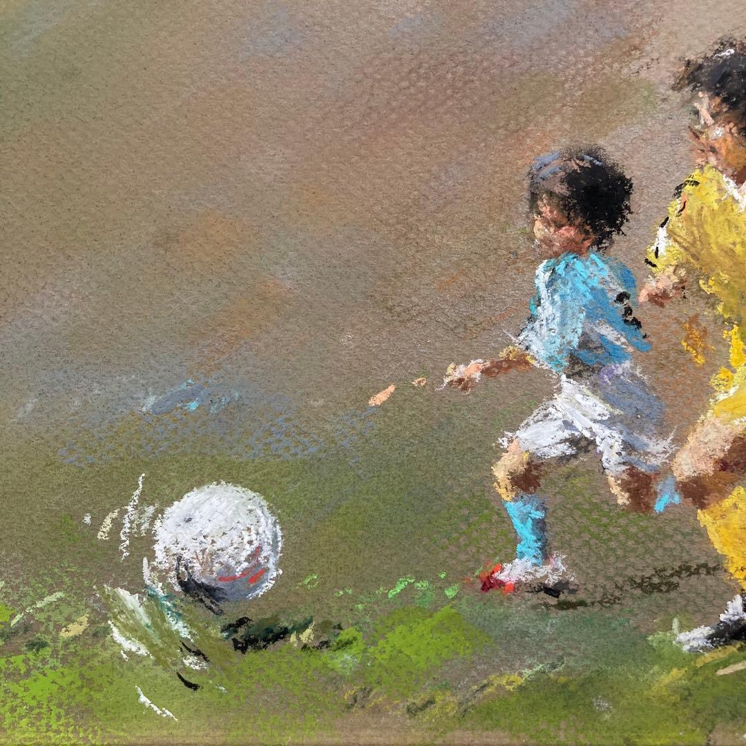 【真作保証】櫻井幸雄「瞬発力」パステル画 直筆サイン 真筆 額装 絵画