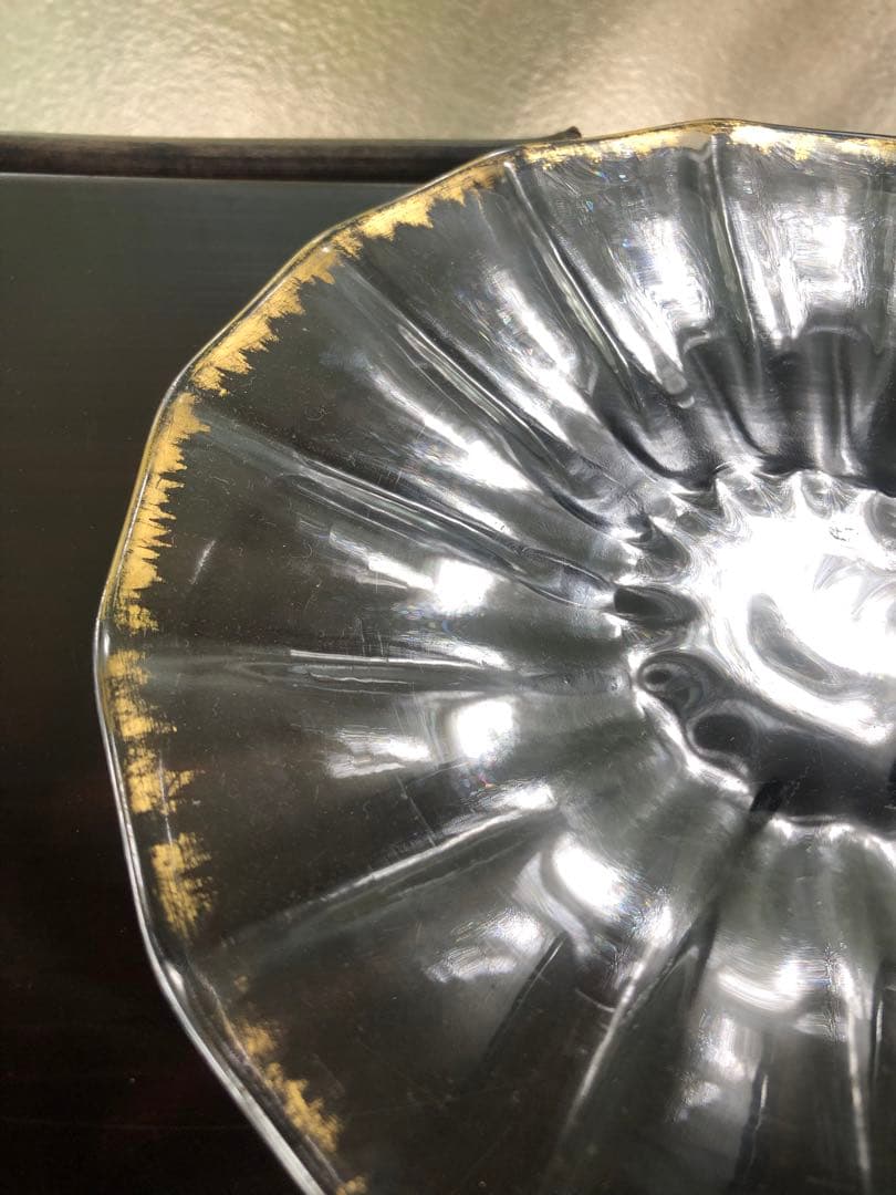 ◇215◇【希少】ドームナンシー DAUM NANCY 金彩縁ガラスソーサ 皿