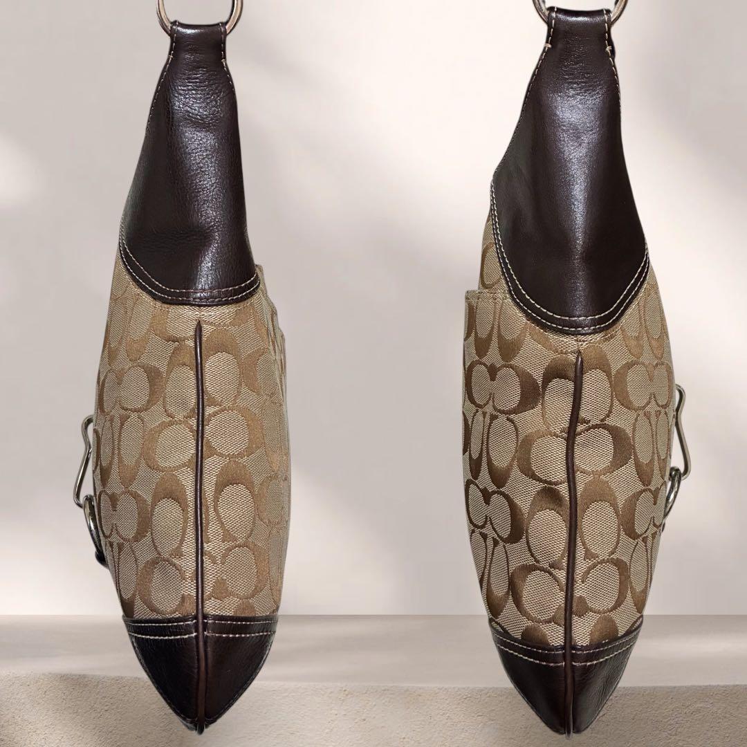 美品 COACH コーチ ワンショルダー バッグ シグネチャー ジャッキー 茶