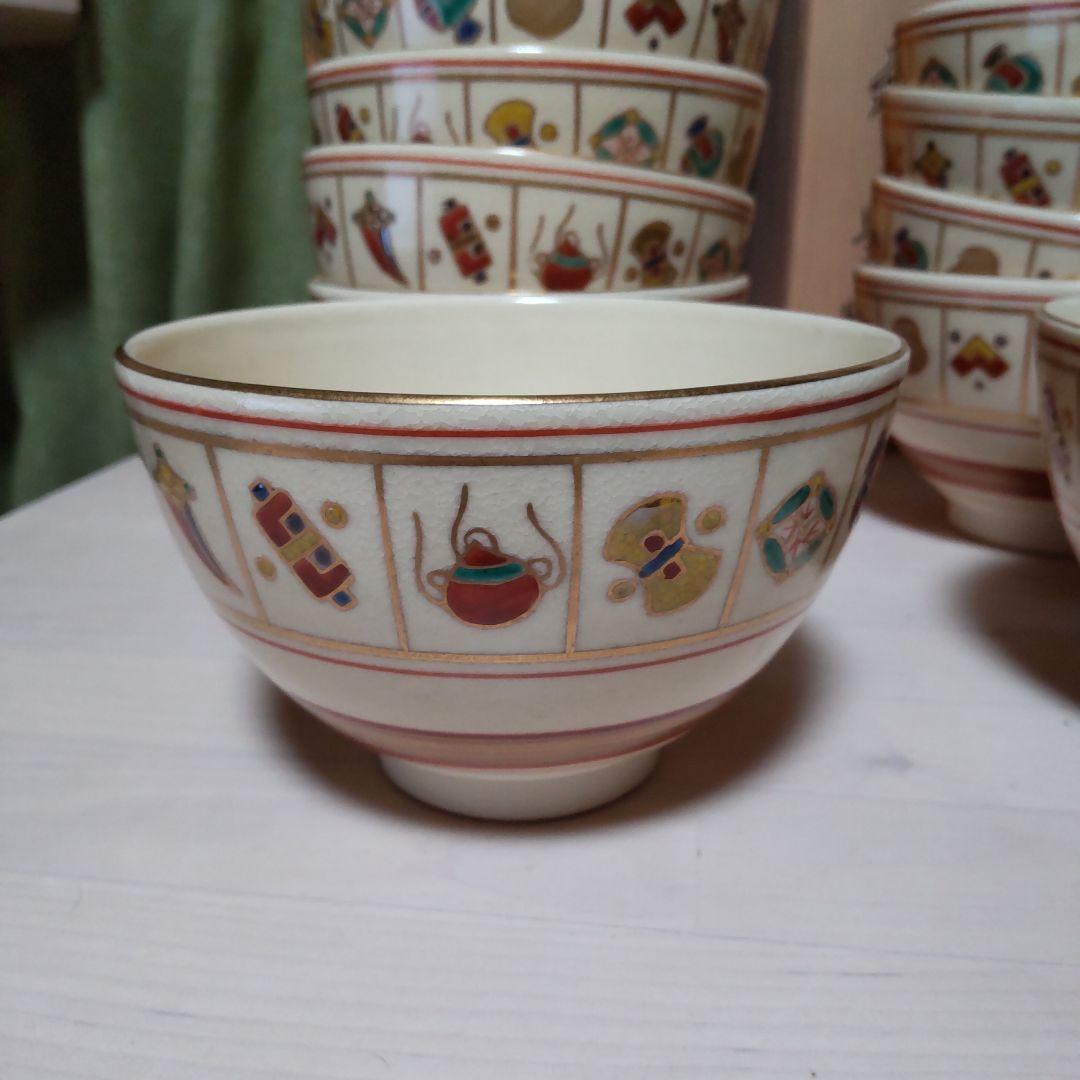 192【茶道具 裏千家】数茶碗 仁清 間取宝尽し 橋本永豊 10客